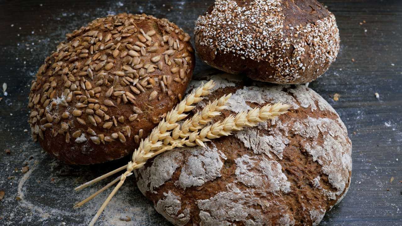 Home baked bread made from whole grain flour.